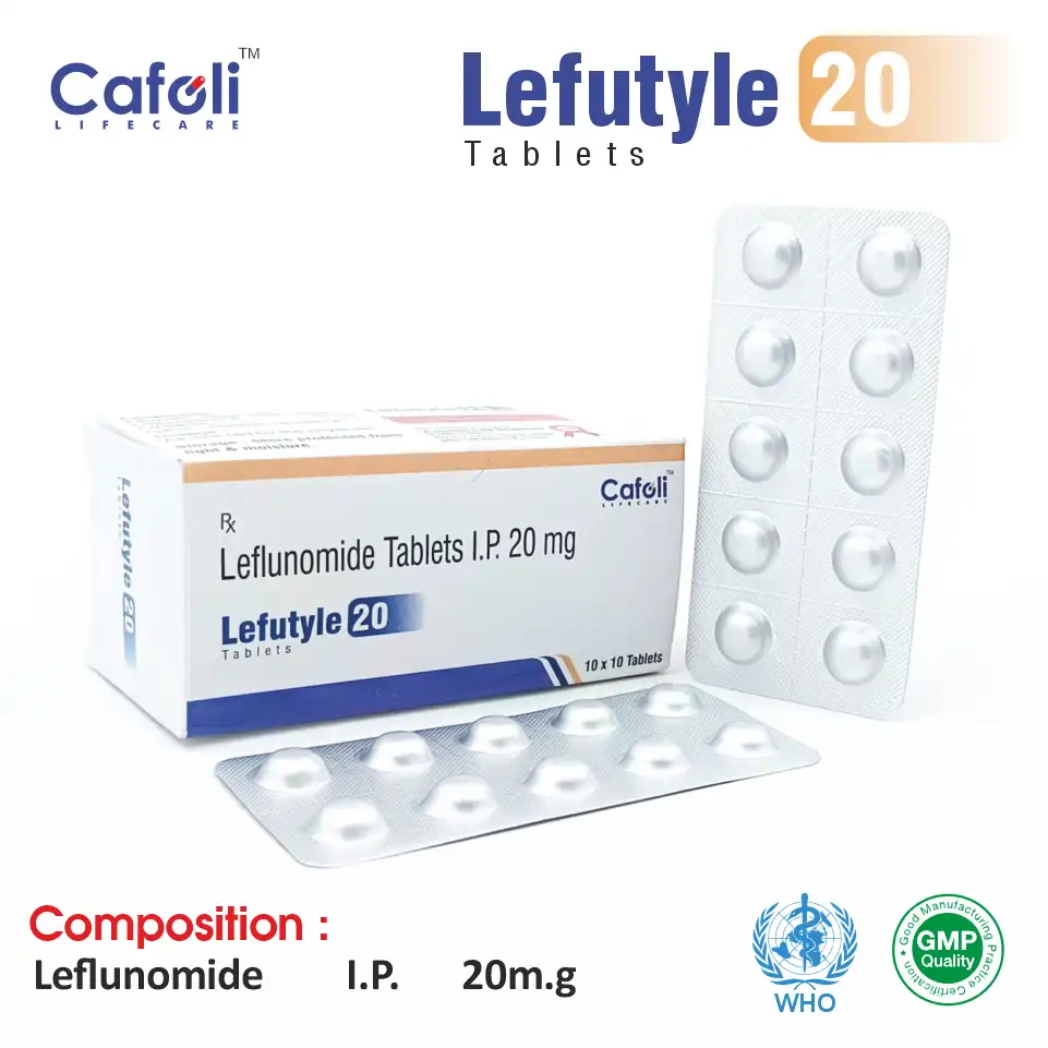 Leflunomide (20mg) Tablet at the best price in PCD Pharma Franchise for Rheumatoid Arthritis Treatment.